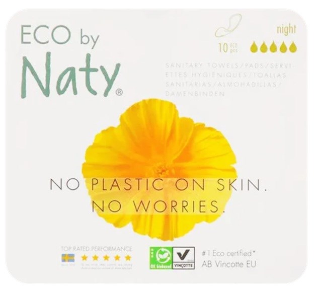 Ekologiczne podpaski na noc, super, 10 szt Eco by Naty