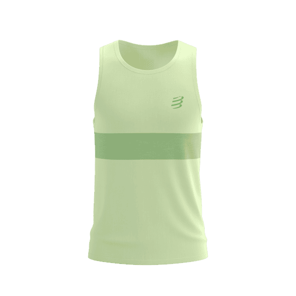 COMPRESSPORT Koszulka biegowa PERFORMANCE SINGLET cream/neon green