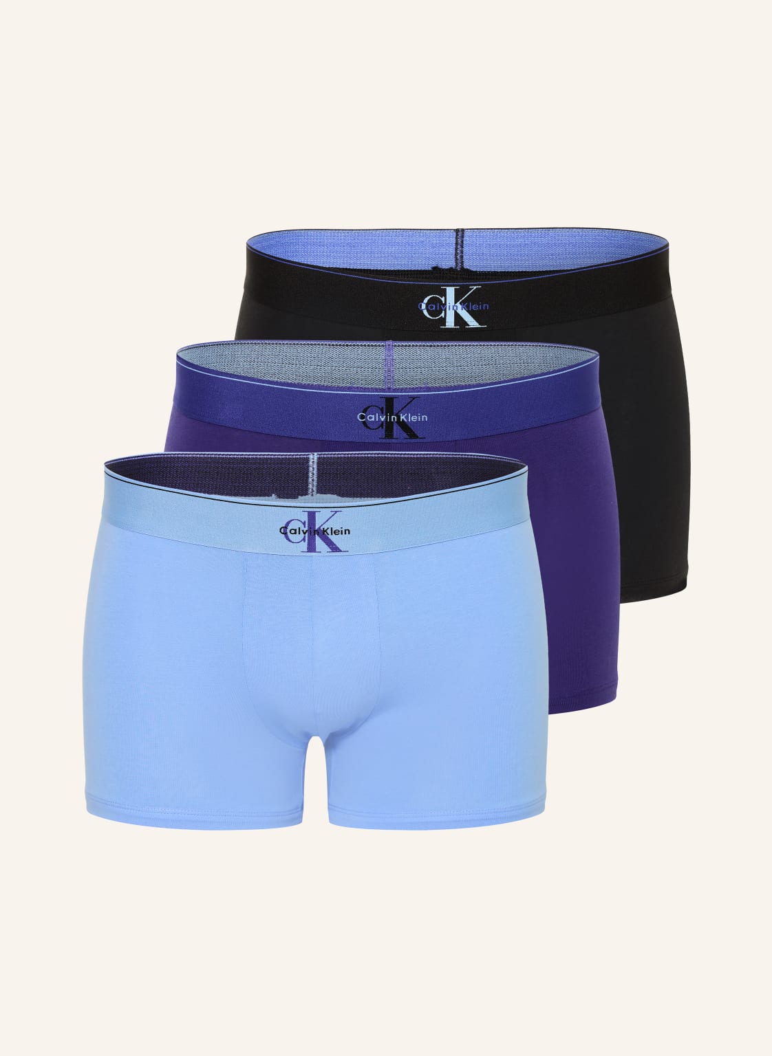 Calvin Klein 3-Pak Bokserek Graphic Monogram blau