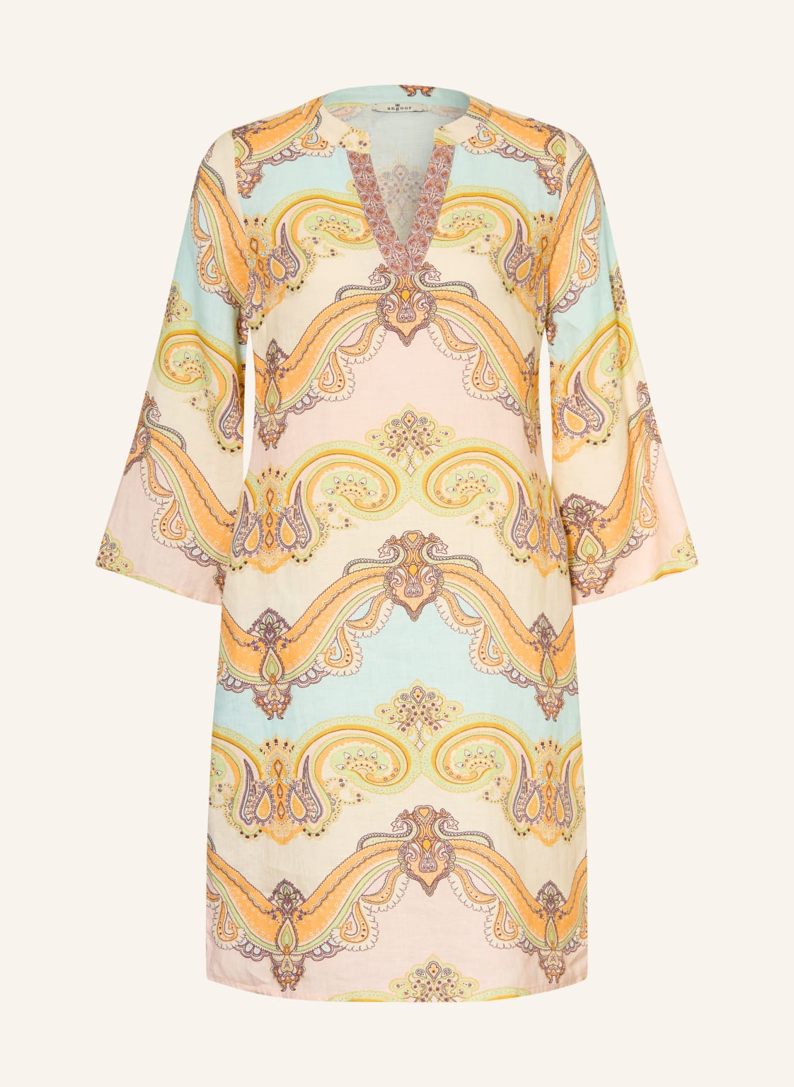 Angoor Sukienka Lniana Z Rękawami 3/4 orange