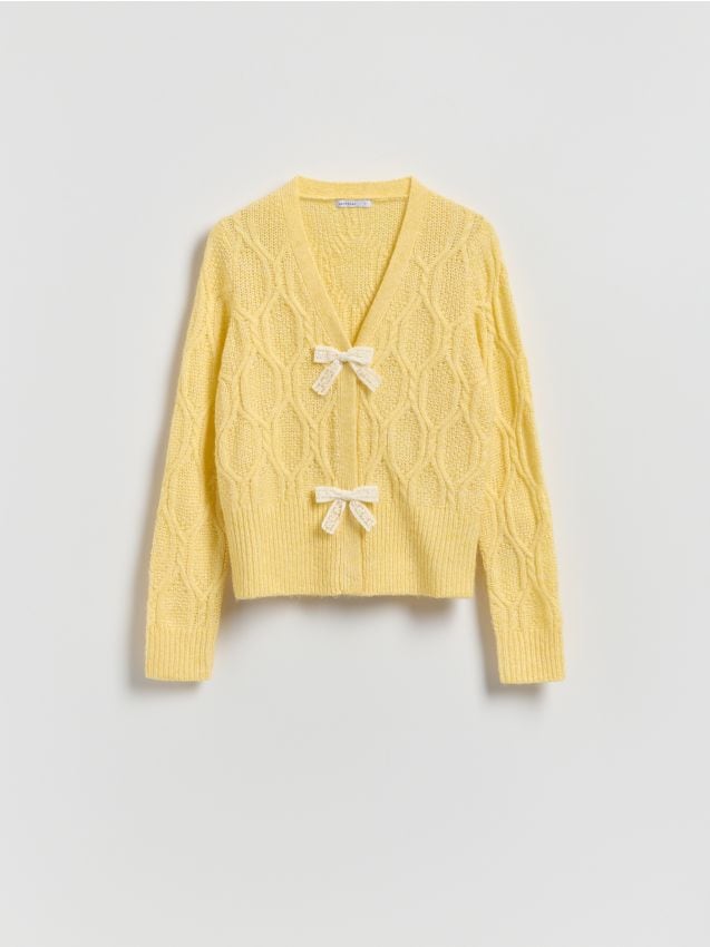 Reserved - Kardigan z kokardkami - żółty