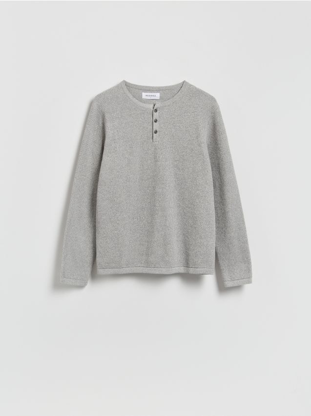 Reserved - Strukturalny sweter z bawełny - szary