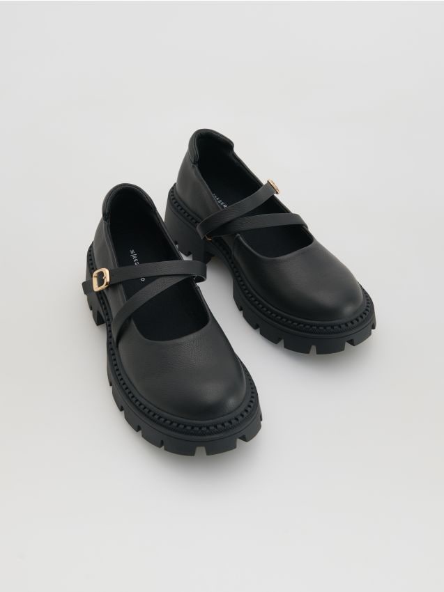 Reserved - Skórzane loafersy - czarny