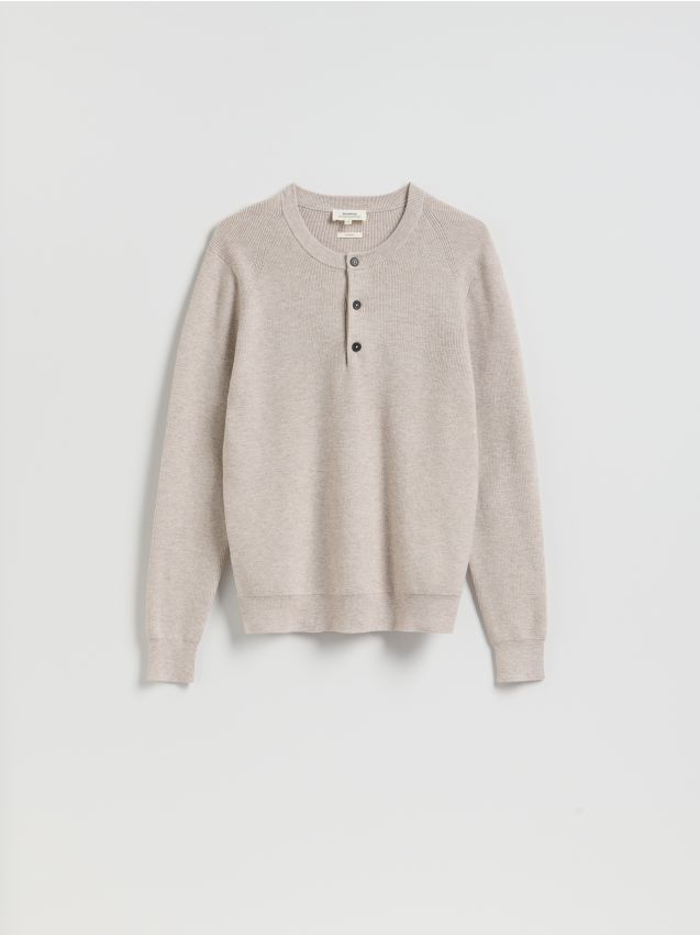 Reserved - Sweter z dodatkiem wełny - beżowy