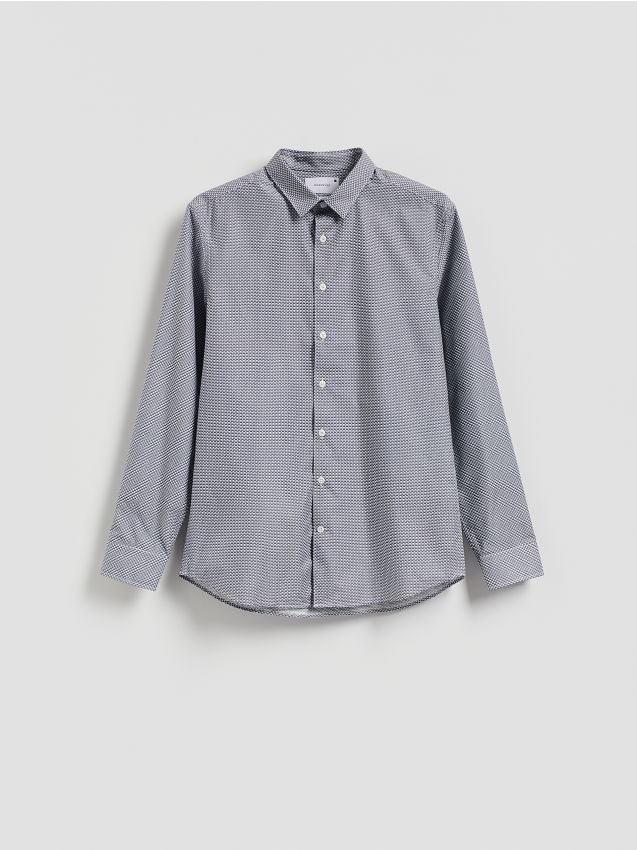 Reserved - Wzorzysta koszula slim fit - granatowy