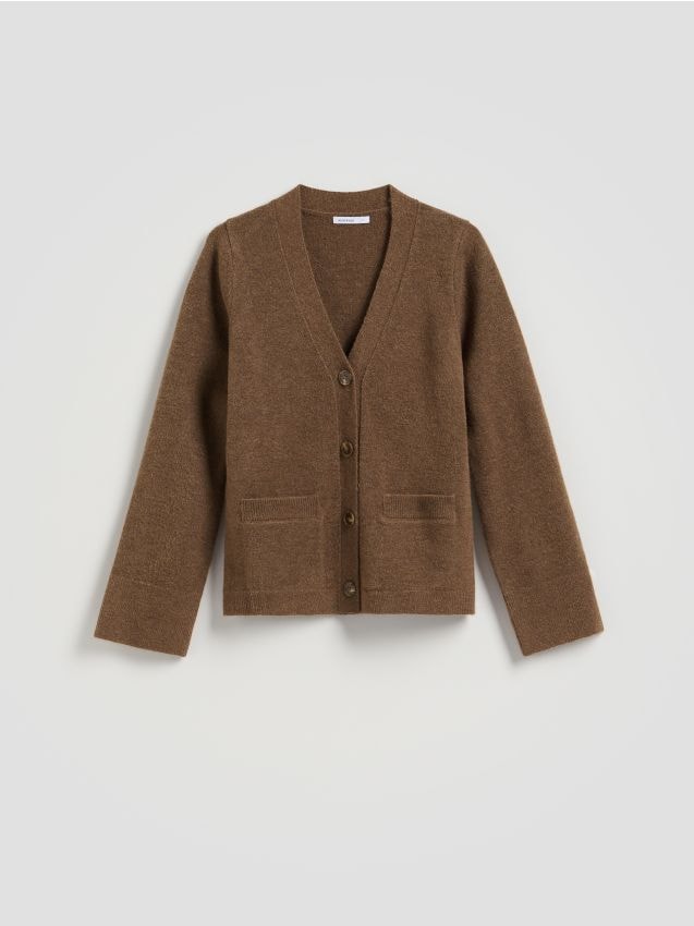 Reserved - Kardigan z kieszeniami - brązowy