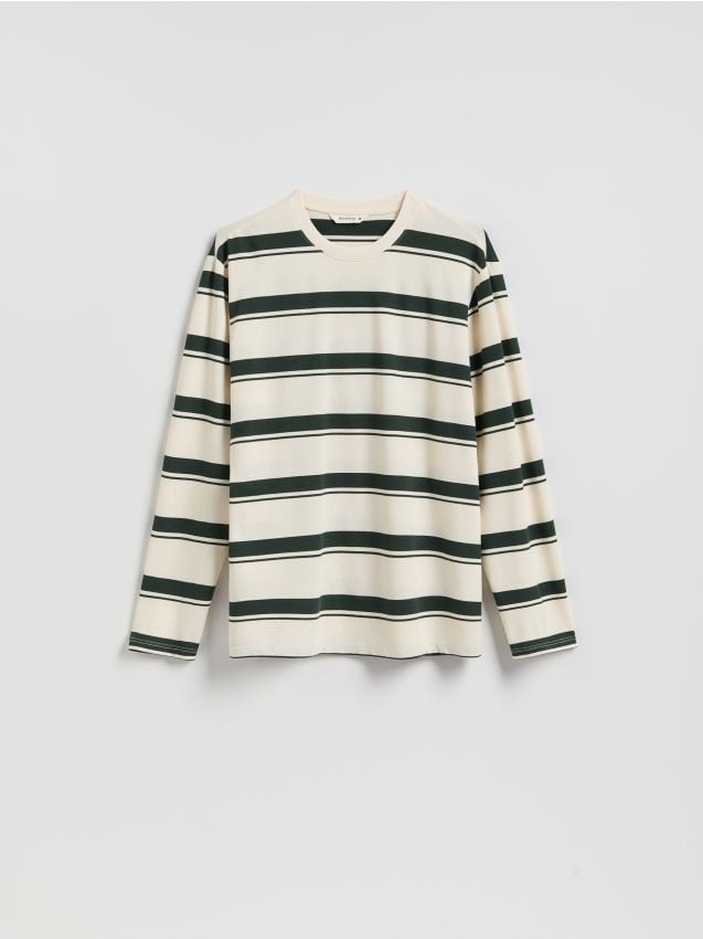 Reserved - Longsleeve regular w paski - morski