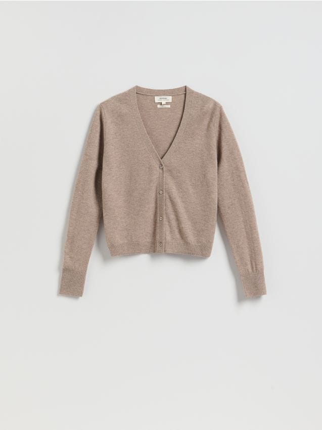 Reserved - Wełniany kardigan - brązowy