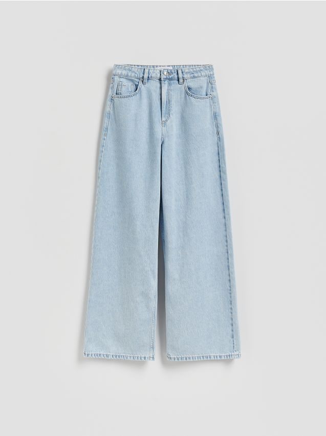 Reserved - Jeansy wide leg - niebieski