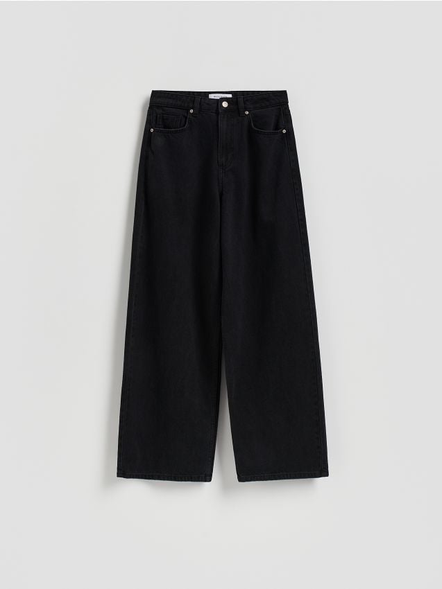Reserved - Jeansy wide leg - czarny