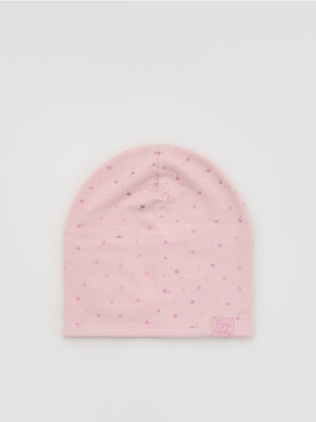 Reserved - Czapka w serca - różowy
