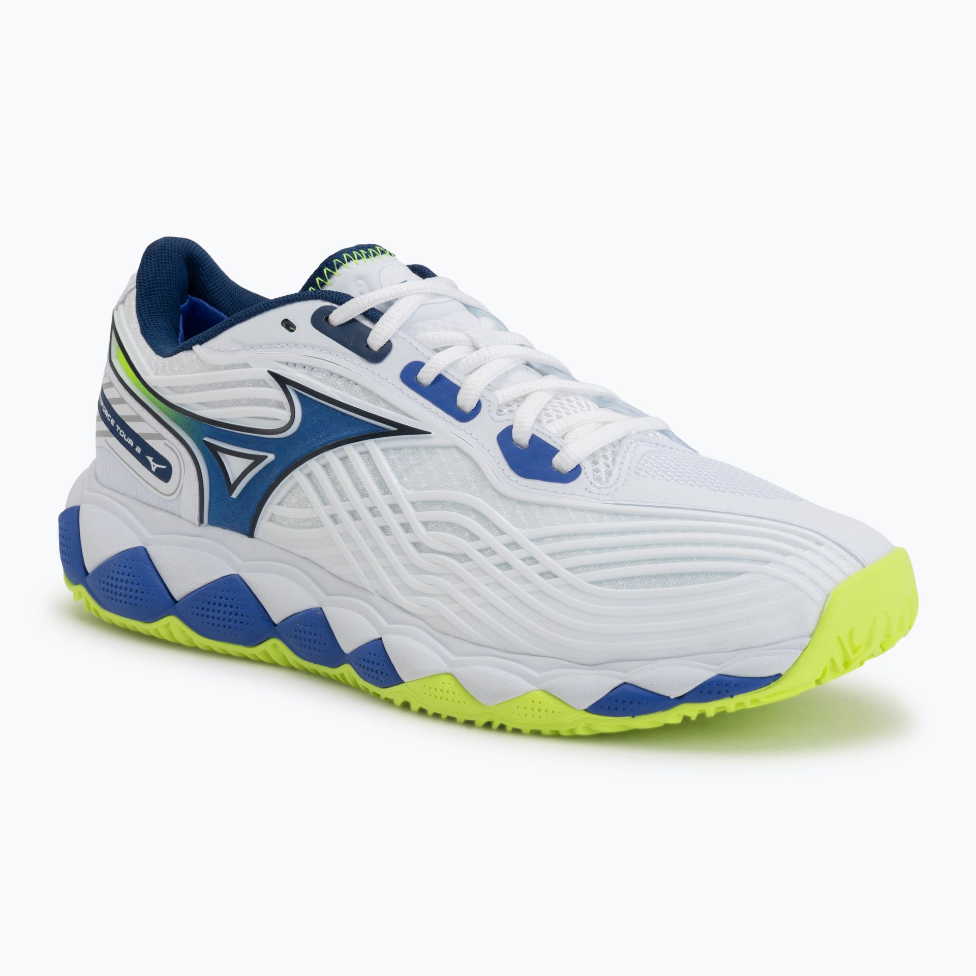 Buty do tenisa Mizuno Wave Enforce Tour 2 CC white/dazzling blue/lightning WYSYŁKA W 24H 30 DNI NA ZWROT