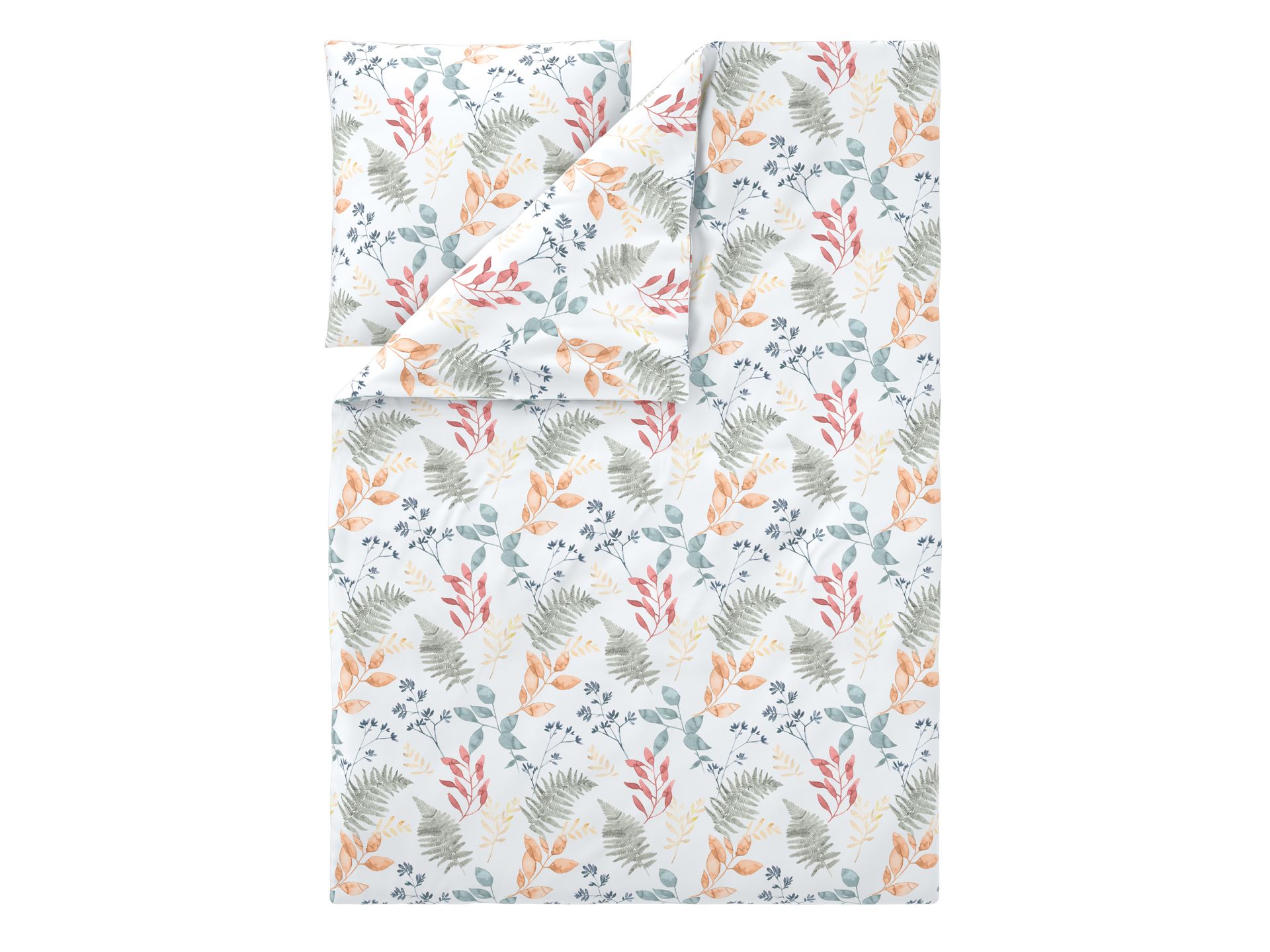 LIVARNO® Pościel z mikrowłókna satynowego, 140 x 200 cm (Liście/biały)