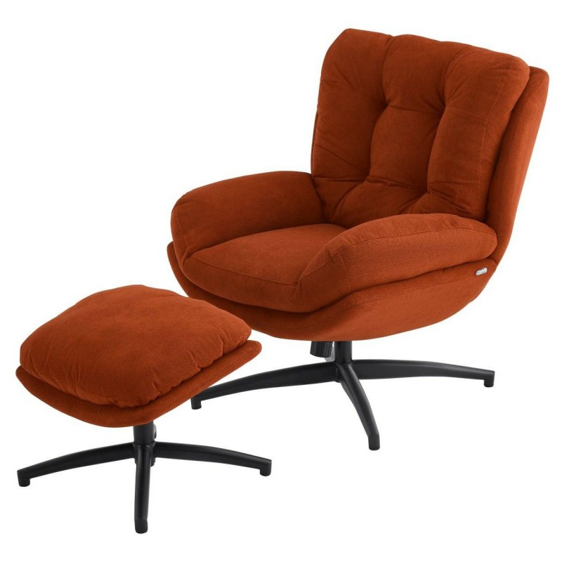 Elegancki fotel z podnóżkiem ROYAL miedziany