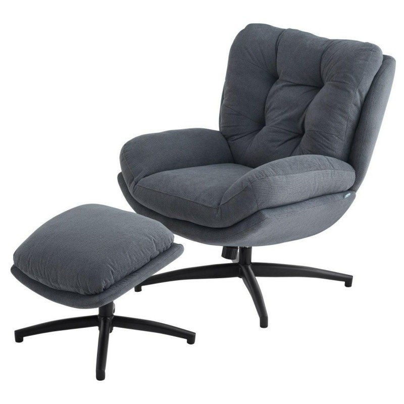 Elegancki fotel z podnóżkiem ROYAL grafitowy