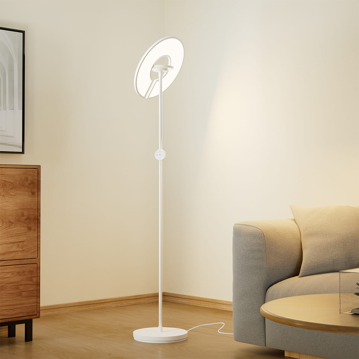 CENTO futurystyczna biała lampa podłogowa LED 48W RGB + CCT pilot w zestawie FL-37482-WH