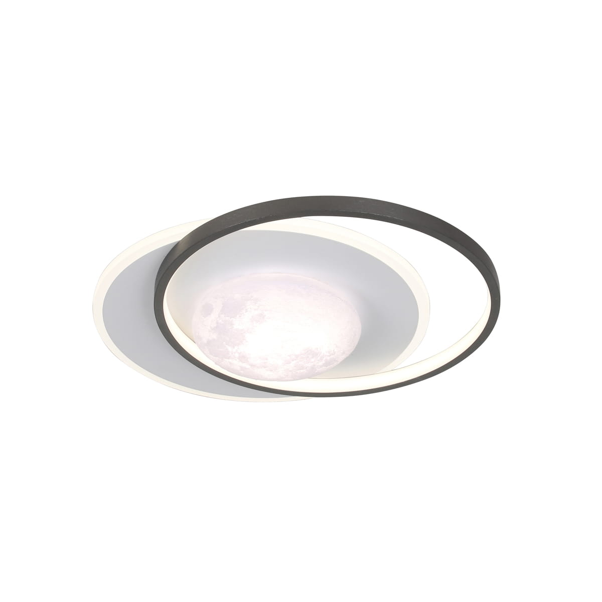 DESULO plafon księżyc z czarną obręczą LED 30W CCT PLF-02727-S-BK