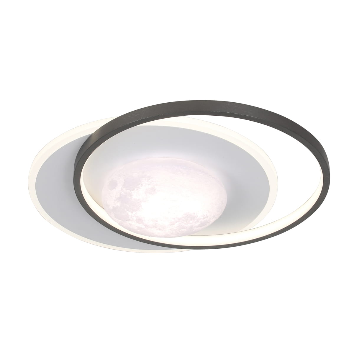 DESULO plafon księżyc z czarną obręczą LED 40W CCT PLF-02727-M-BK