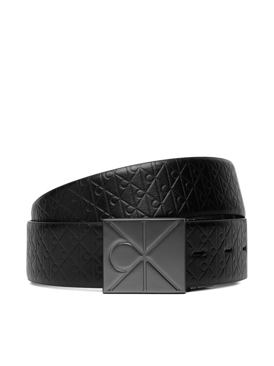 Calvin Klein Pasek Męski Emblem Plaque W/ Aop 35Mm Adj/Re LV04D7083G Czarny