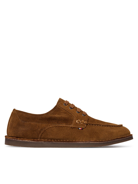 Tommy Hilfiger Półbuty Stitchdown Suede Derby FM0FM05841 Brązowy