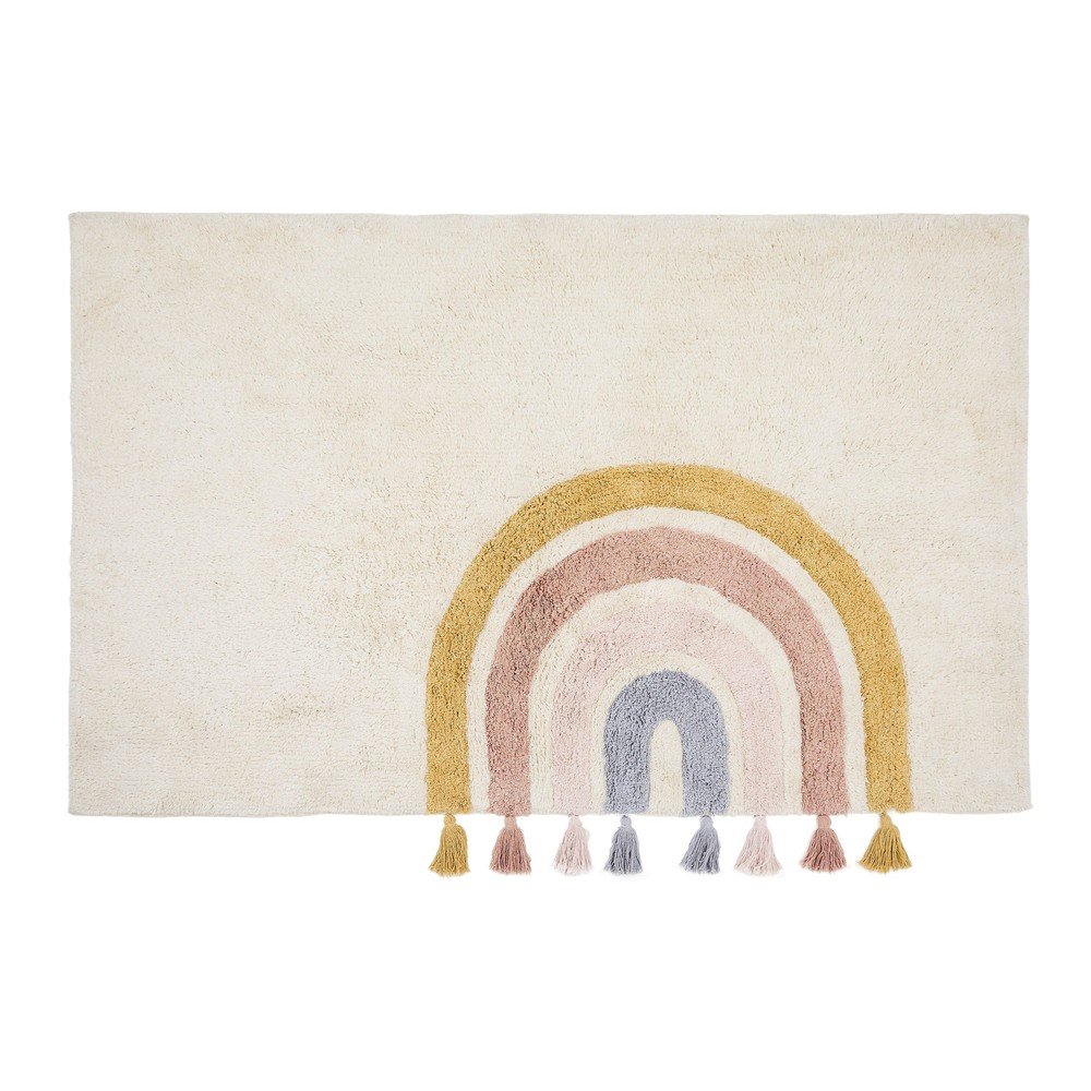 Bawełniany dywan dziecięcy odpowiedni do prania/tkany ręcznie w kolorze kości słoniowej 90x150 cm Tadea – Kave Home