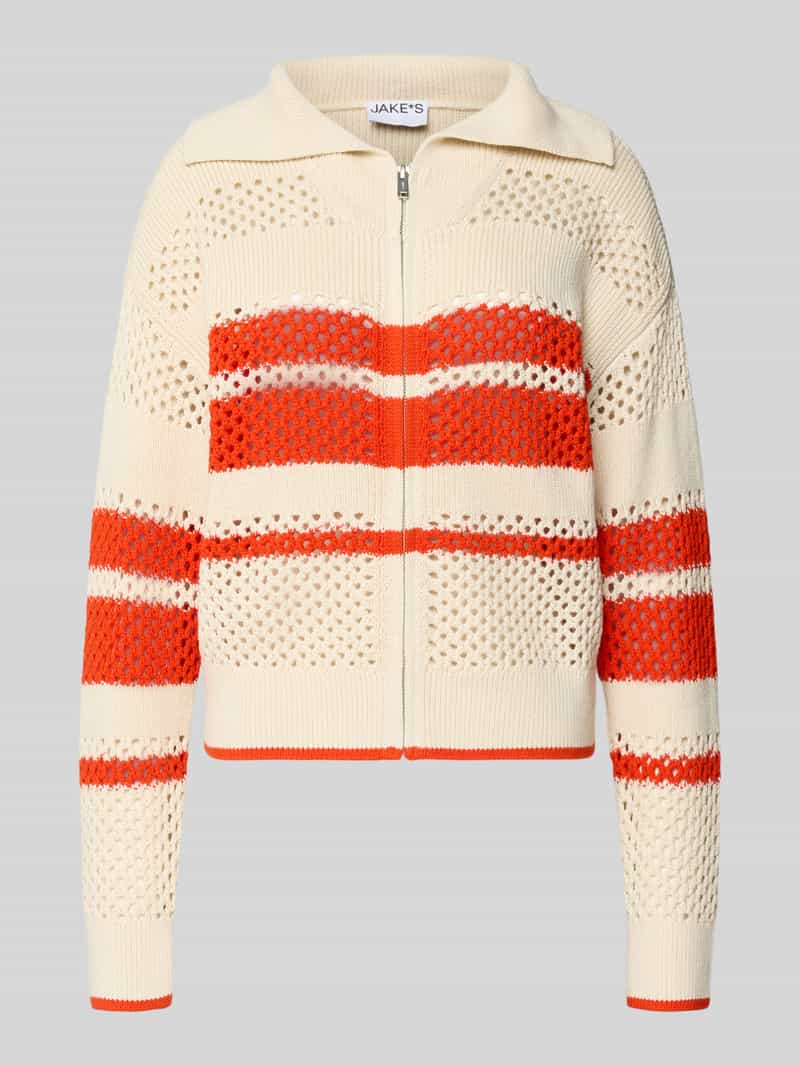 Kardigan z wykładanym kołnierzem i zamkiem błyskawicznym