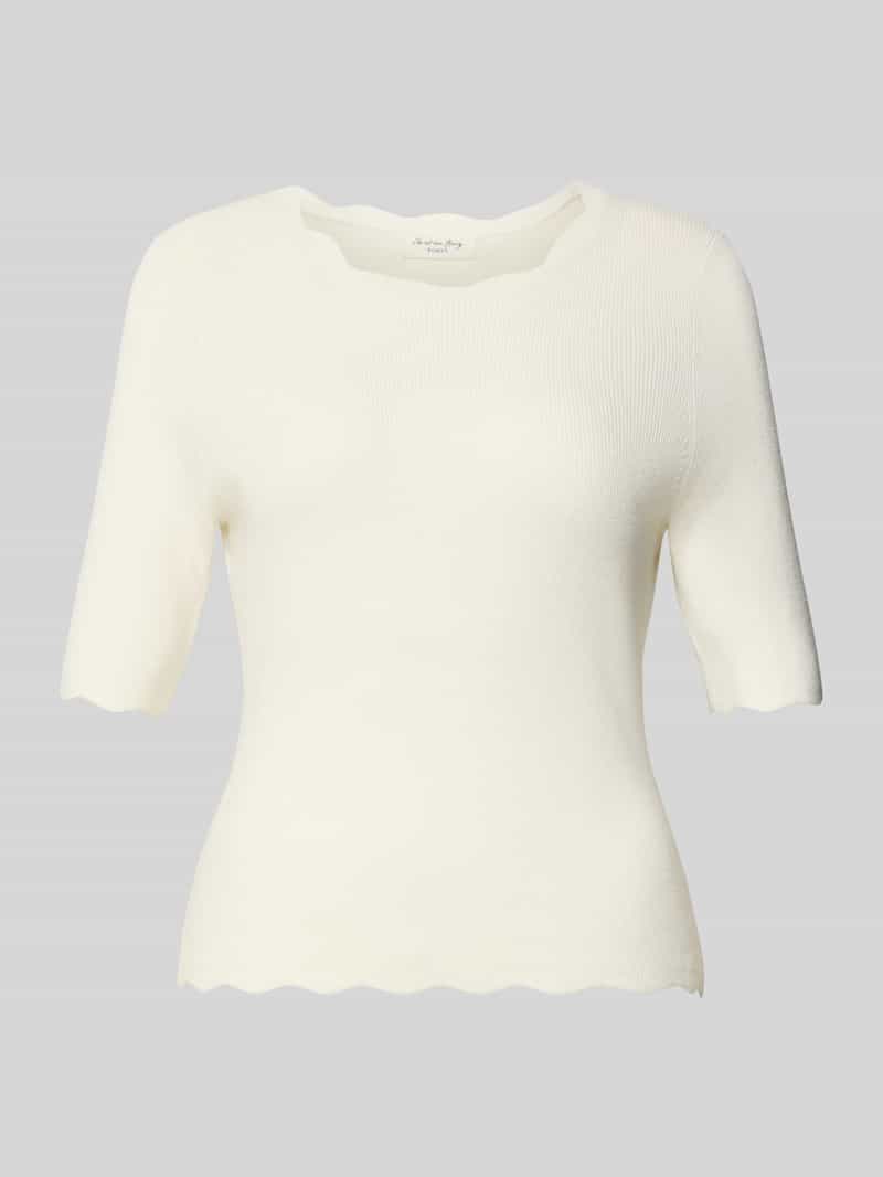 Bluzka z dzianiny z mieszanki wiskozy z kołnierzem z falbaną