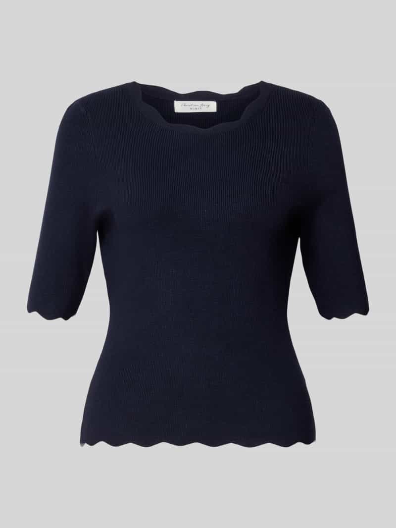 Bluzka z dzianiny z mieszanki wiskozy z kołnierzem z falbaną