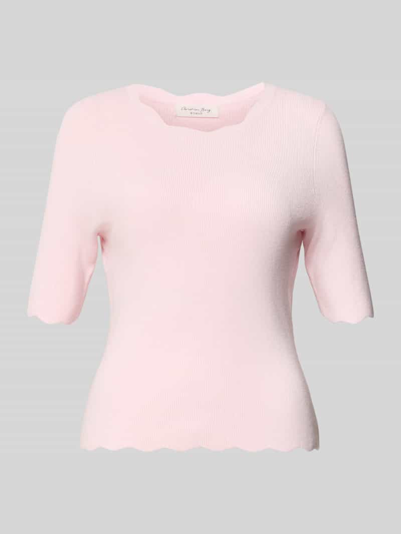 Bluzka z dzianiny z mieszanki wiskozy z kołnierzem z falbaną