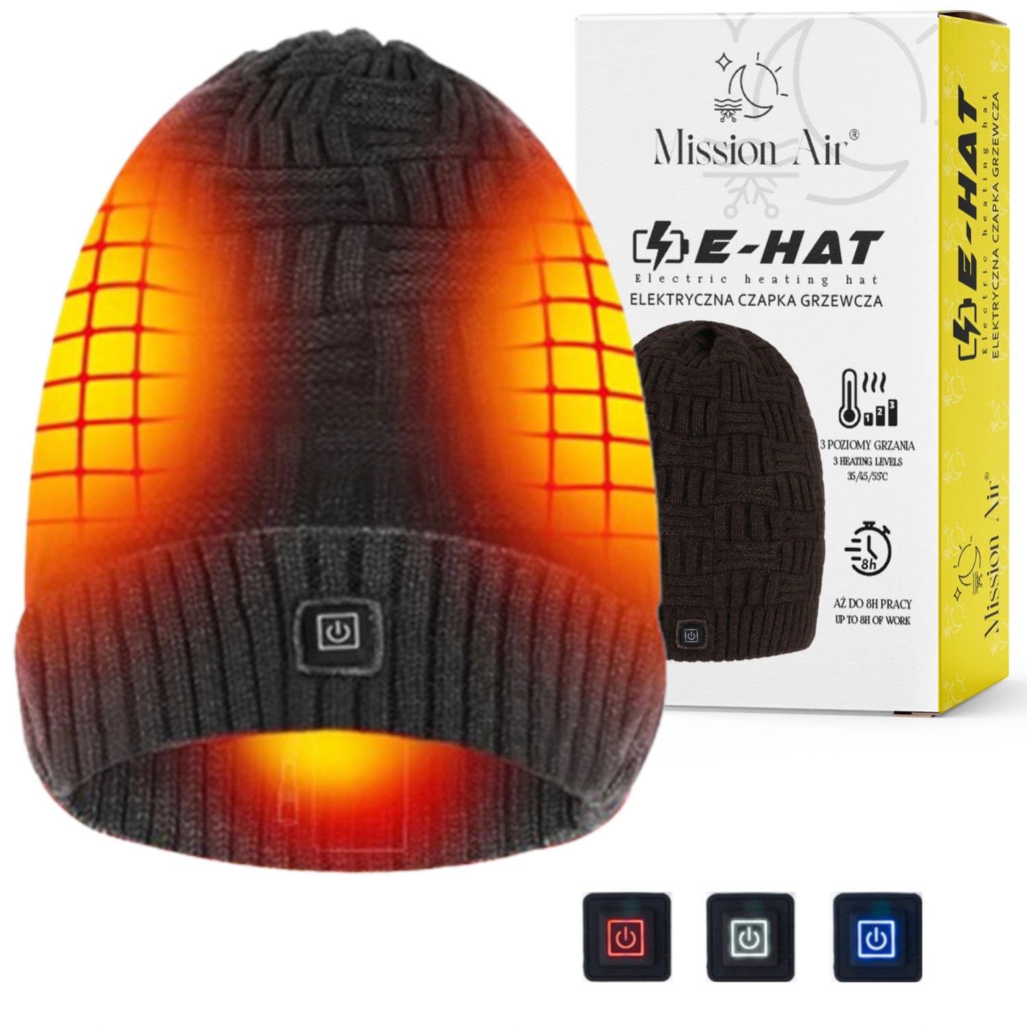 Mission Air Czapka podgrzewana E-HAT + powerbank