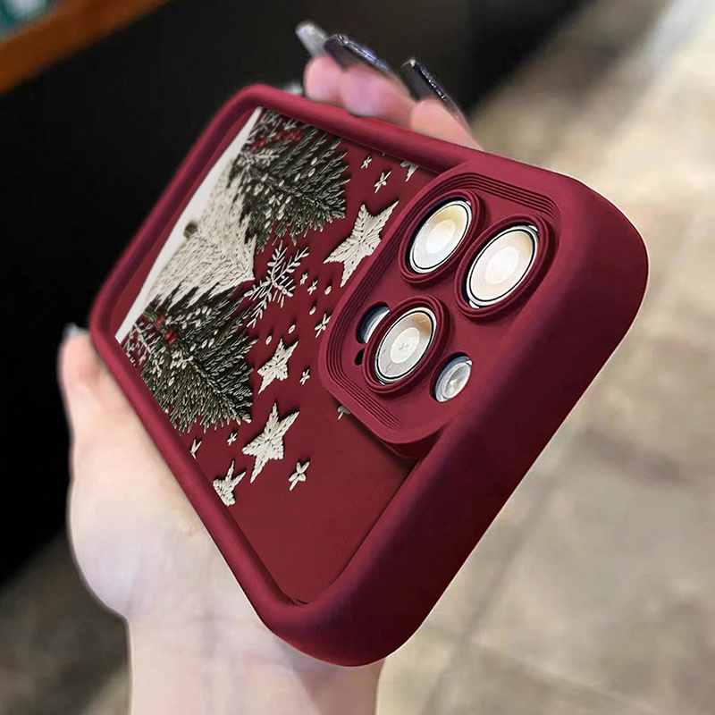 TEMU Etui na telefon - Czerwone wino, etui na telefon zaprojektowane jak choinka, kompatybilne z różnymi iPhone, w tym 17, 11, 13, 12, 14, 15, 16 Pro