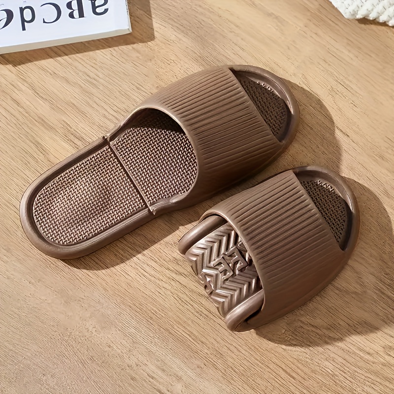 TEMU Uniseksowe Wygodne Sandały EVA Antypoślizgowe - Minimalistyczny Wzór w Paski, Całoroczne, Do Prania Ręcznego, Idealne do Domu i Plaży, Buty