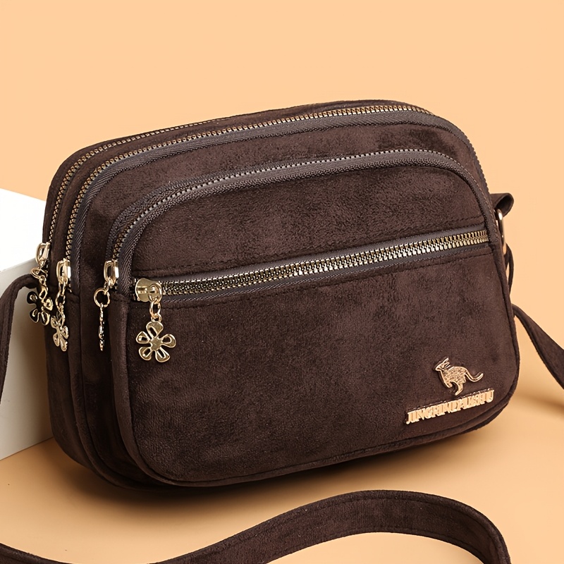 TEMU Modna Damska Torba na Ramię z Zamszu, Jednokolorowa Minimalistyczna Torba Krzyżowa do Pracy, Zakupów, Podróży, Pikników, Kempingu, dla Par,