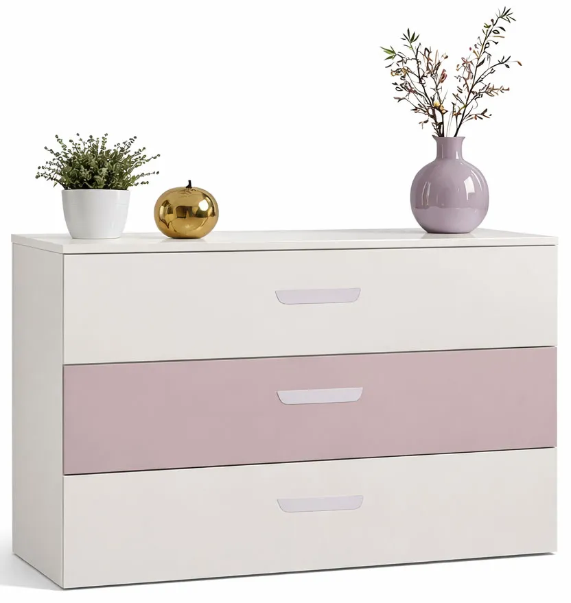 Dziecięca komoda z szufladami kaszmir + różowy T8-T16
