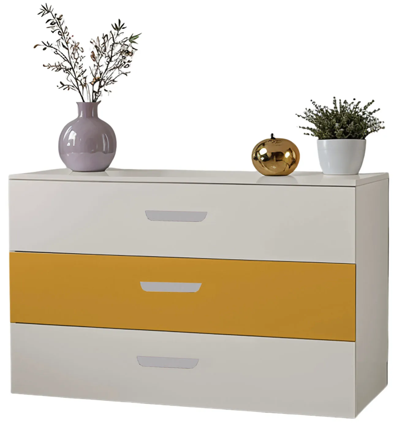 Młodzieżowa komoda z 3 szufladami kaszmir + żółty H8-N43