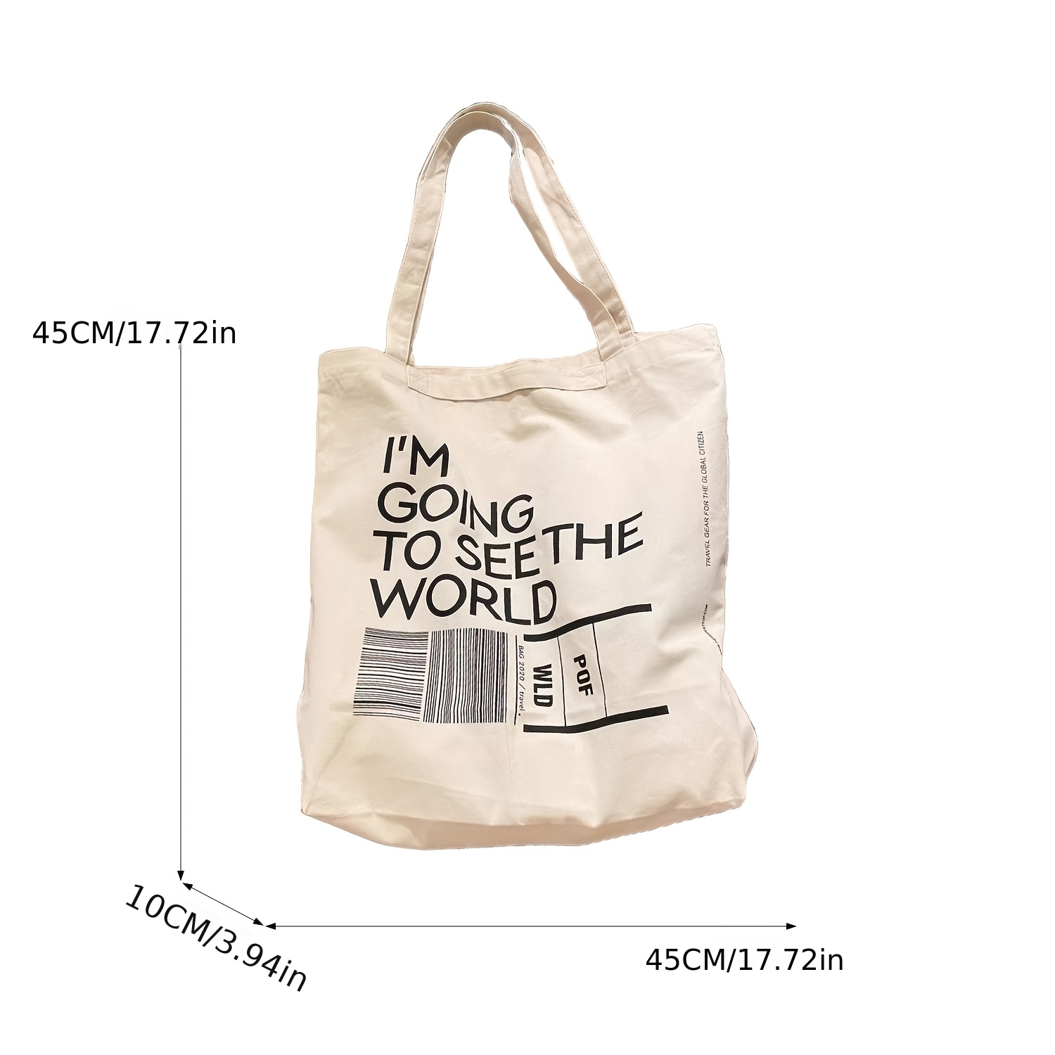 TEMU Torba Tote Damska, Poliester z Nadrukiem Kodu Kreskowego, Lekki Materiał do Codziennego Użytku, Zakupów lub Organizacji Książek, Notatników i