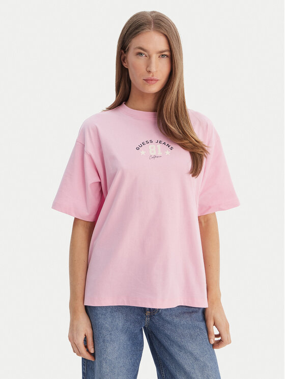 Guess Jeans T-Shirt W6RI20 K8HM0 Różowy Oversize