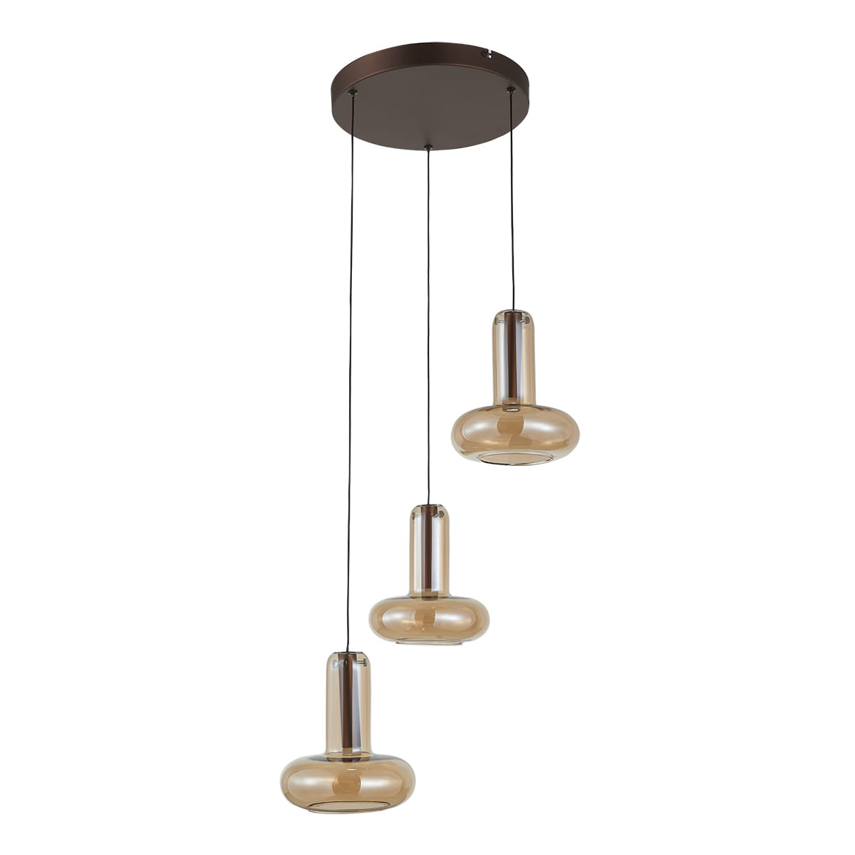 CAROTE lampa wisząca miedziana klosze bursztynowe szklane LED 16W 3000K PND-24011-3-COPP