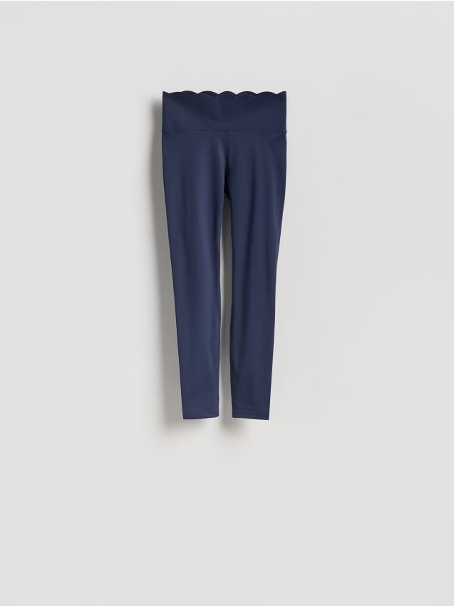Reserved - Legginsy z ozdobnym wykończeniem - granatowy