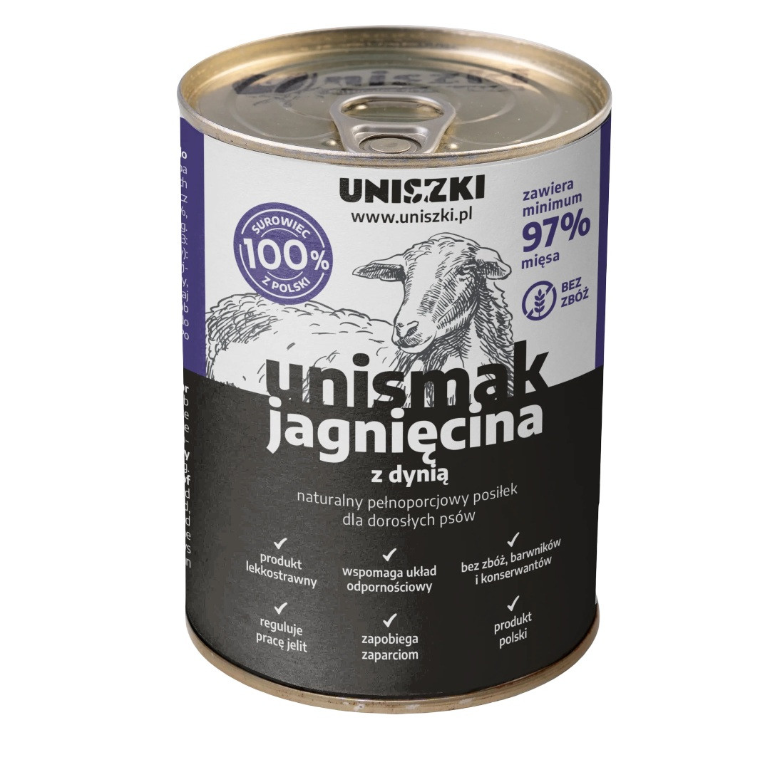 UNISZKI UNIsmak Jagnięcina z dynią - mokra karma dla psa - 400g