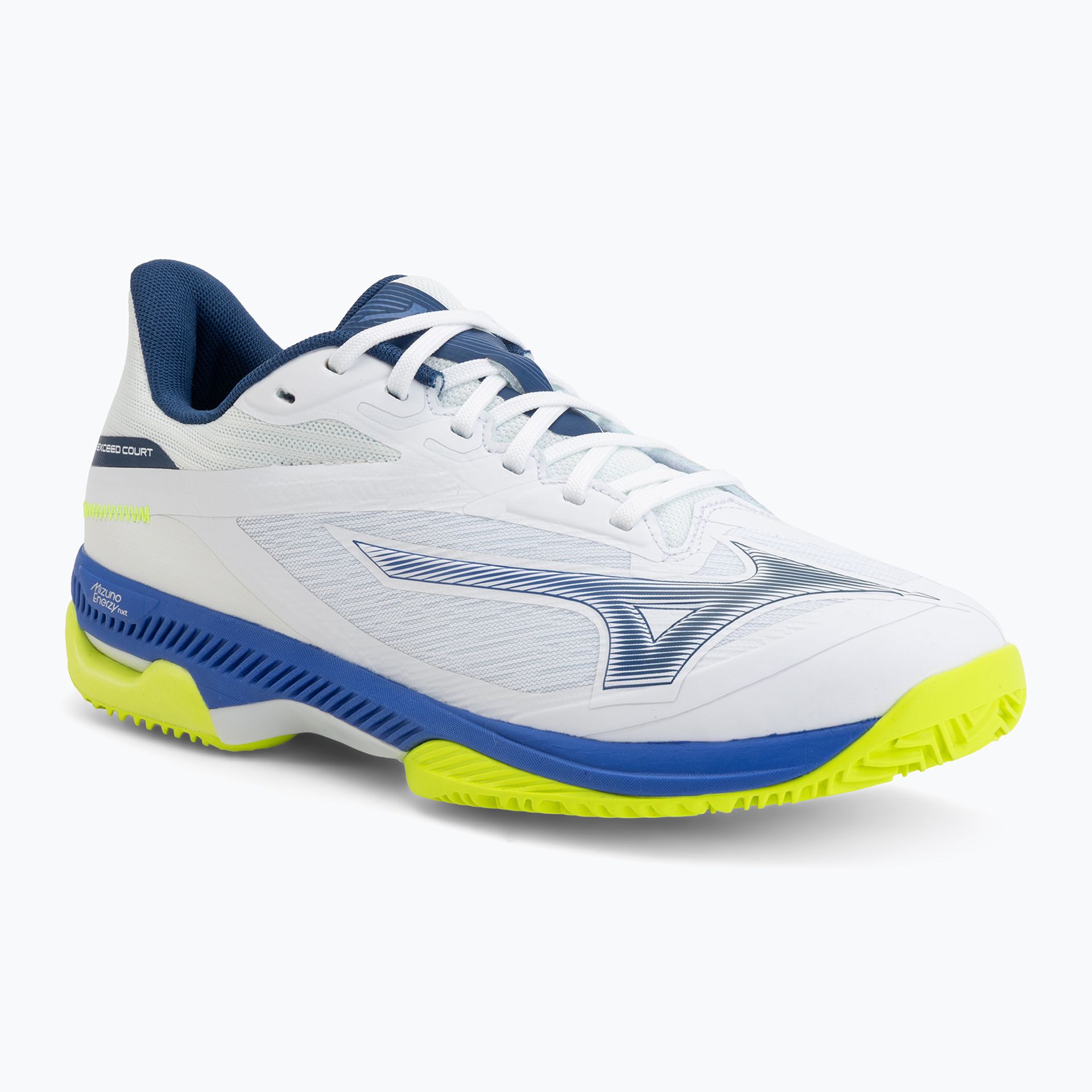 Buty do tenisa Mizuno Wave Exceed Court CC white/dazzling blue/lightning WYSYŁKA W 24H 30 DNI NA ZWROT