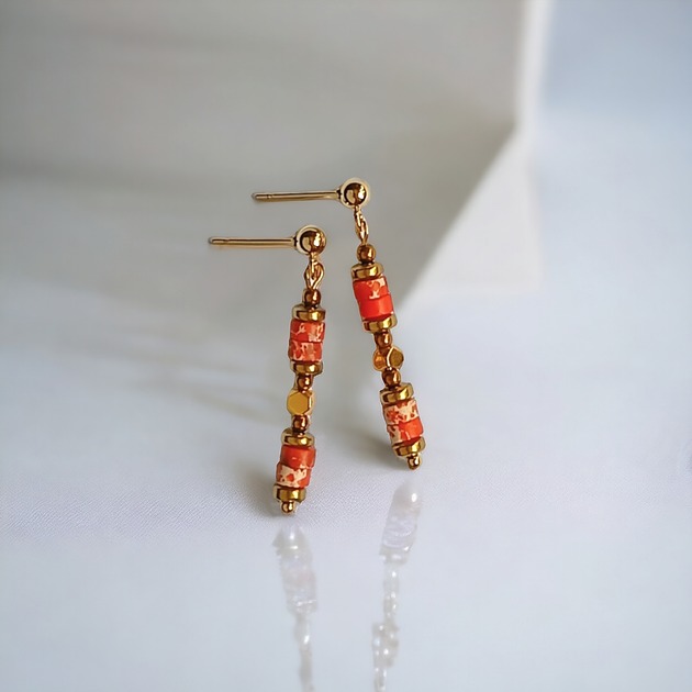 LIMITOWANE kolczyki : jaspis cesarski, hematyt