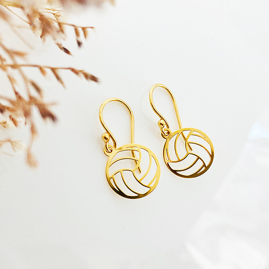 Złocone Kolczyki z piłką , piłka siatkówka