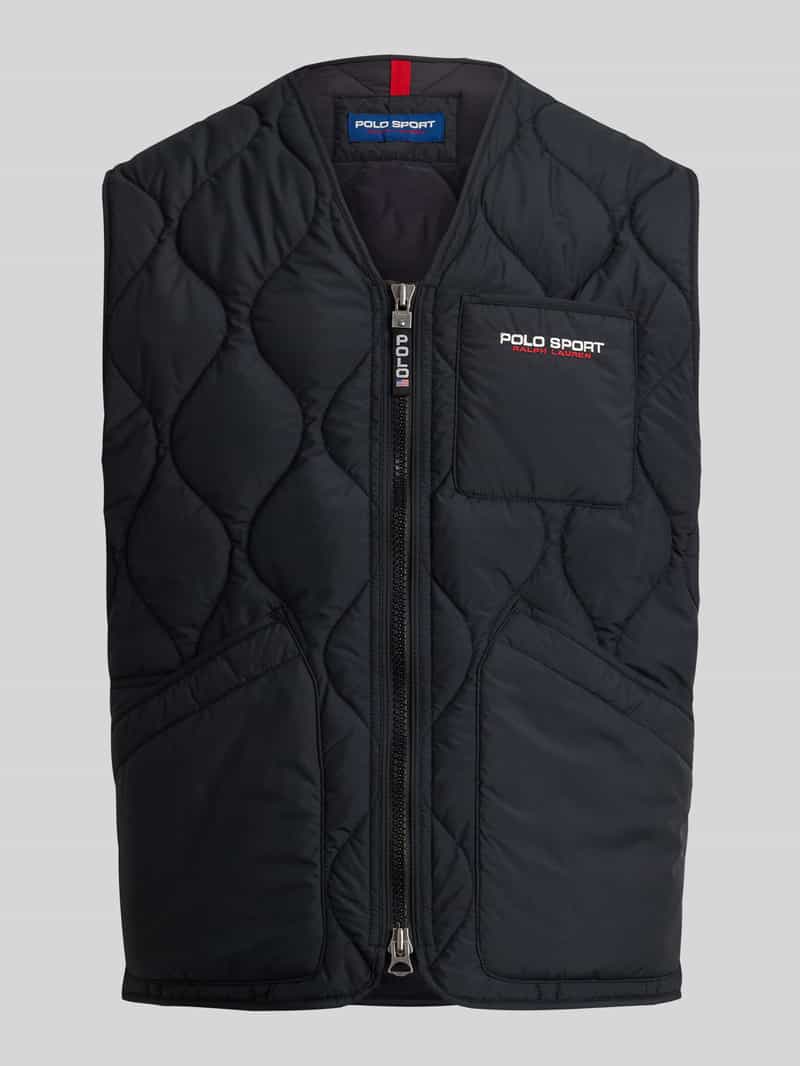 Kamizelka pikowana o kroju regular fit z kieszenią na piersi