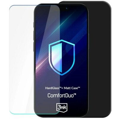 Etui 3MK ComfortDuo Matt do Apple iPhone 16 Plus Czarny + szkło hartowane