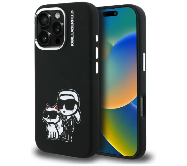 Karl Lagerfeld Silicone Karl&Choupette Sketch MagSafe do iPhone 16 Pro Czarny