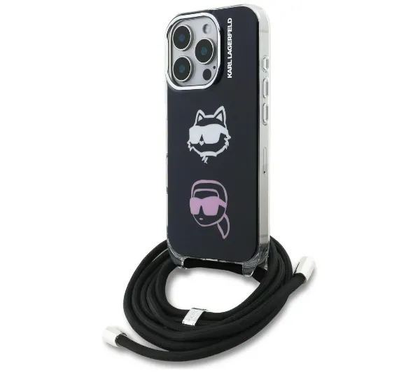 Karl Lagerfeld IML Crossbody Karl&Choupette Head do iPhone 16 Pro Max Czarny