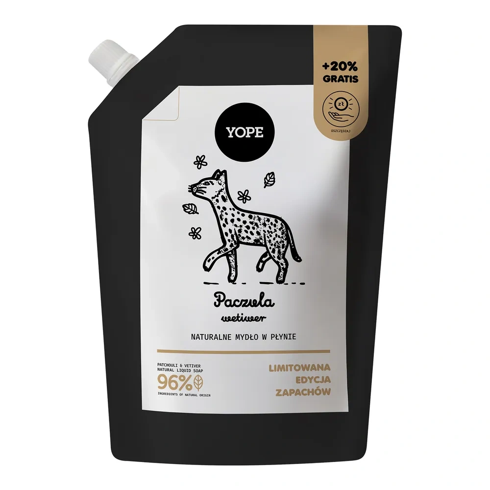 Yope naturalne mydło do rąk w płynie Paczula i Wetiwer refill 600 ml