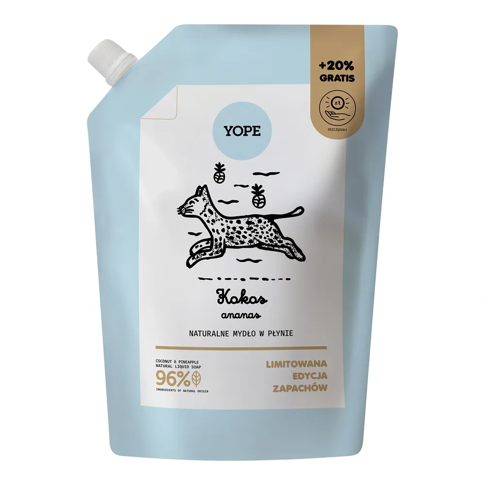 Yope naturalne mydło do rąk w płynie Kokos i Ananas refill 600 ml