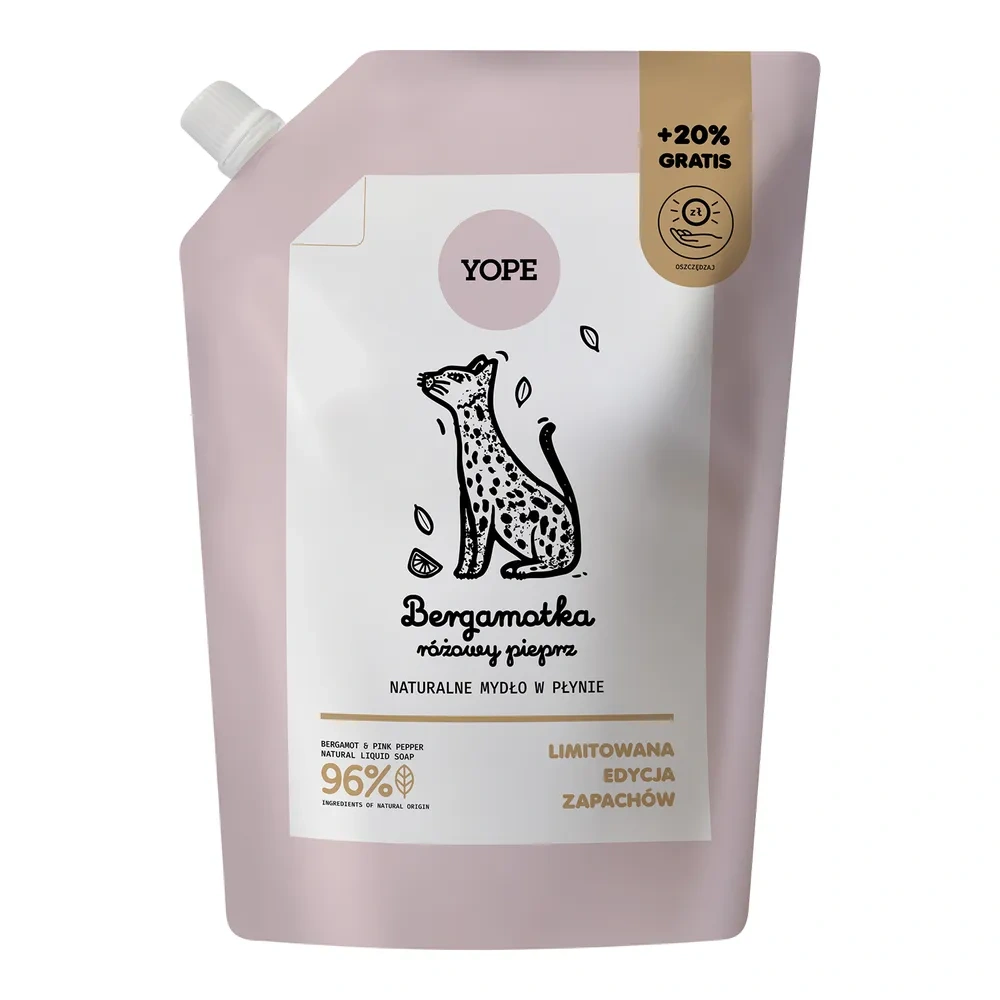 Yope naturalne mydło do rąk w płynie Bergamotka i Różowy Pieprz refill 600 ml
